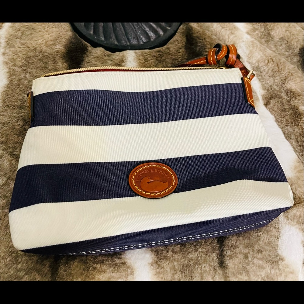 Dooney and Bourke Nylon Blue and White stripe Crossbody